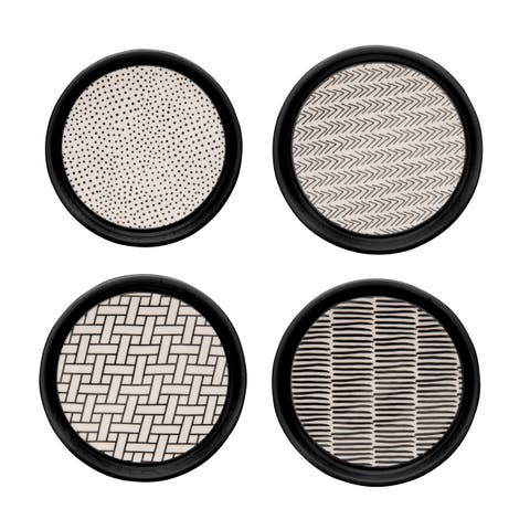 Porcelain Poppin Patterns Coasters Set of 4 Porcelain Black