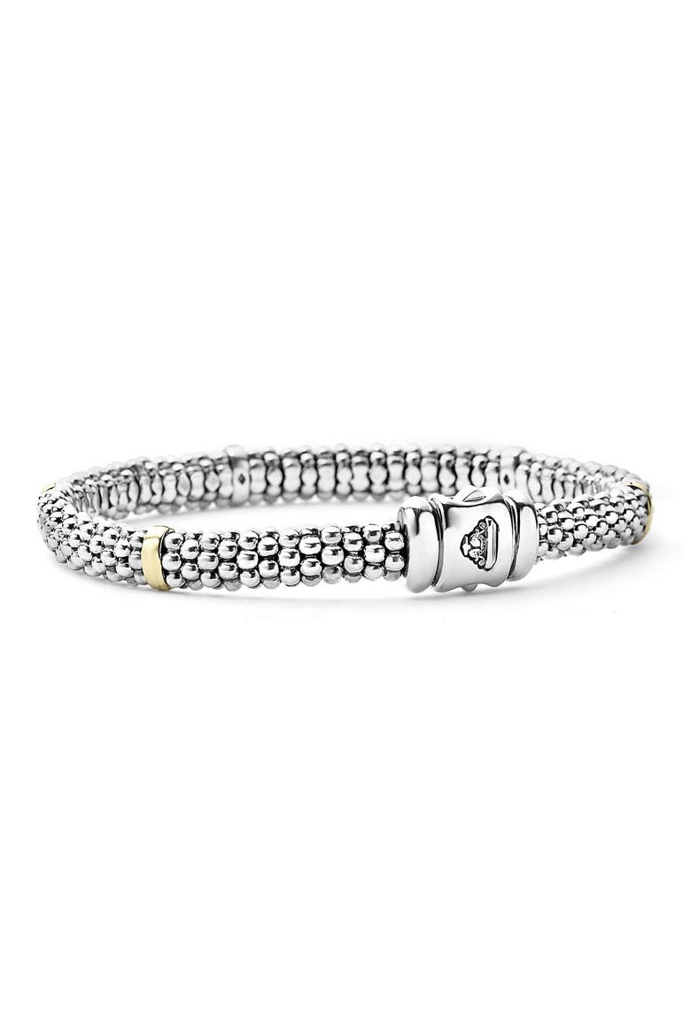 Caviar Rope Station Bracelet, Alternate, color, STERLING SILVER / GOLD