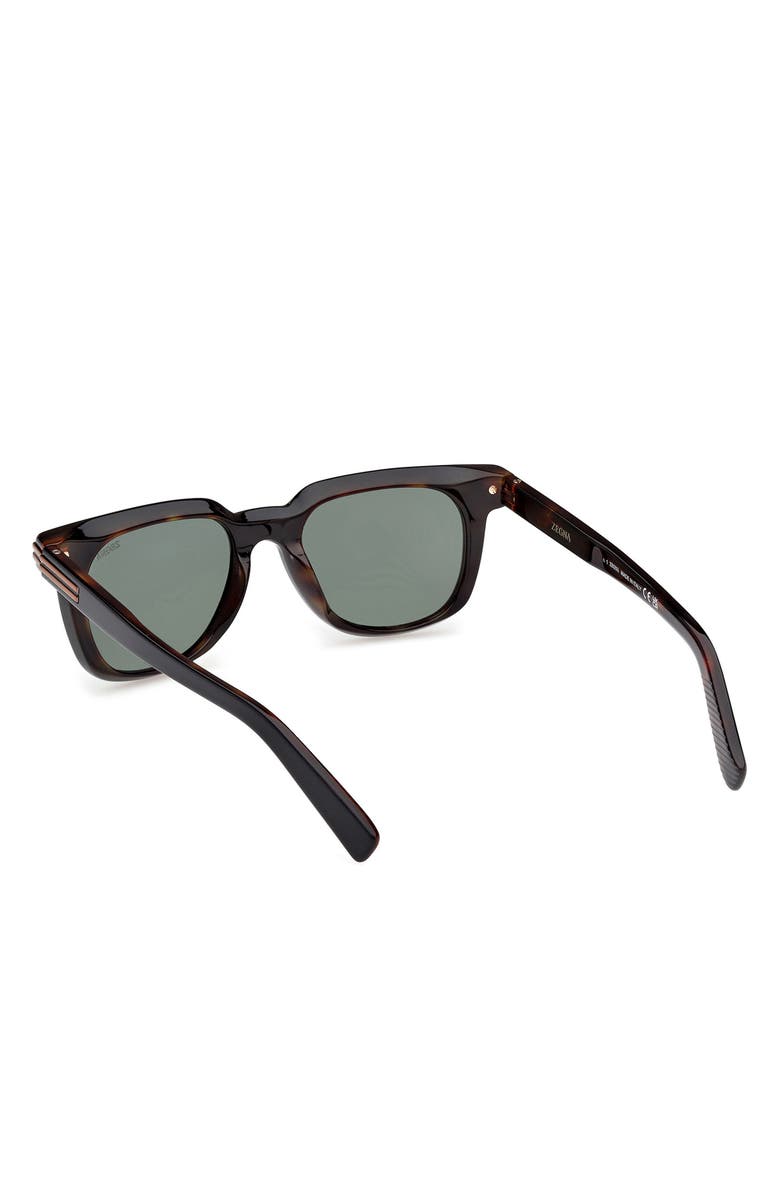 ZEGNA 50mm Polarized Geometric Sunglasses, Alternate, color, Shiny Black And Havana