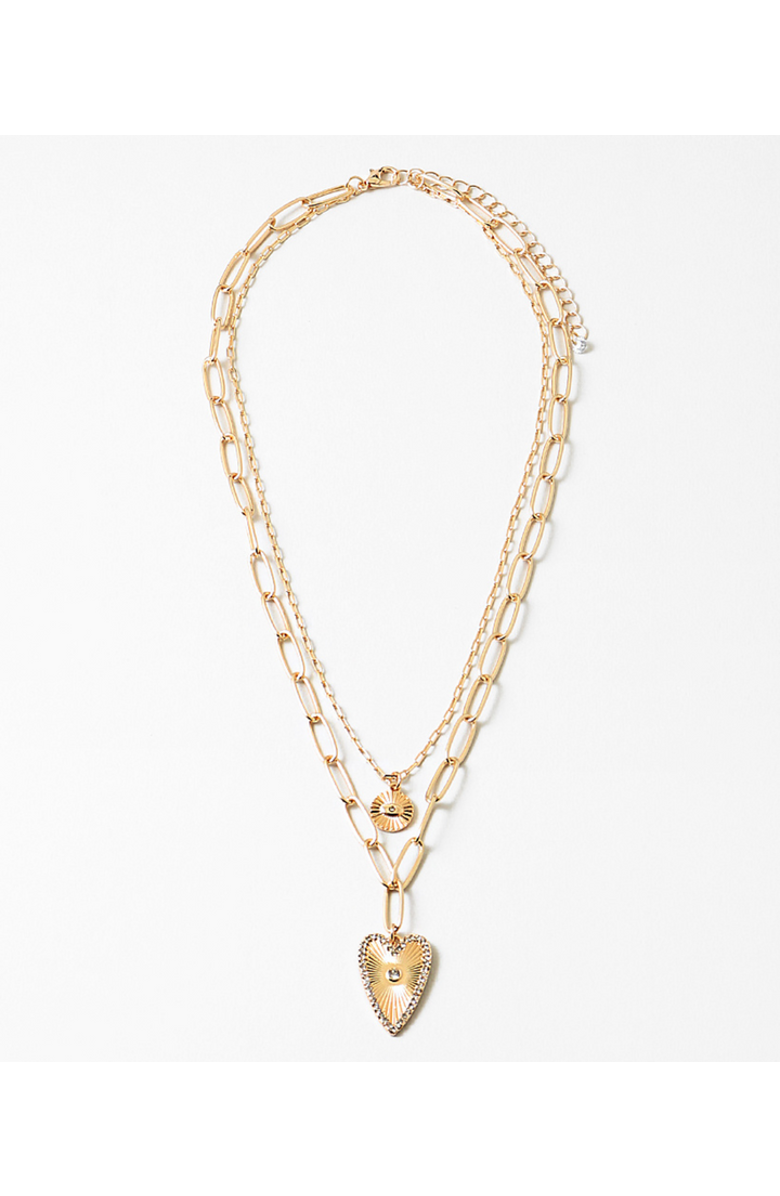 Erin McDermott Jewelry Sunbeam Heart Duo Necklace, Main, color, Gold