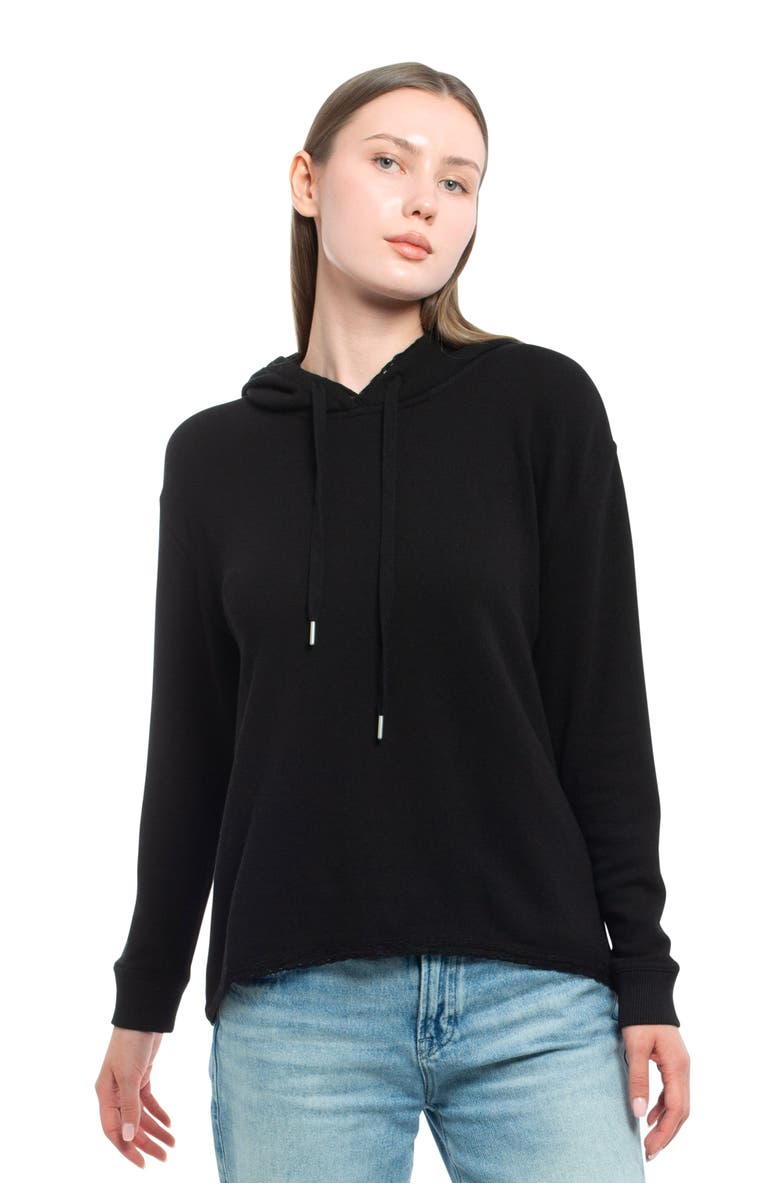 WILT Clothing Hi Lo Lace Hem Hoodie, Main, color, Black