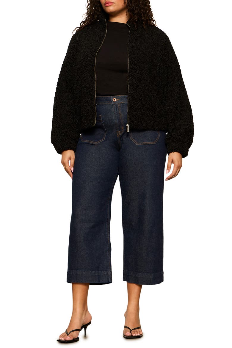 Cloud Nine Fleece Bomber Jacket, Alternate, color, BLACK