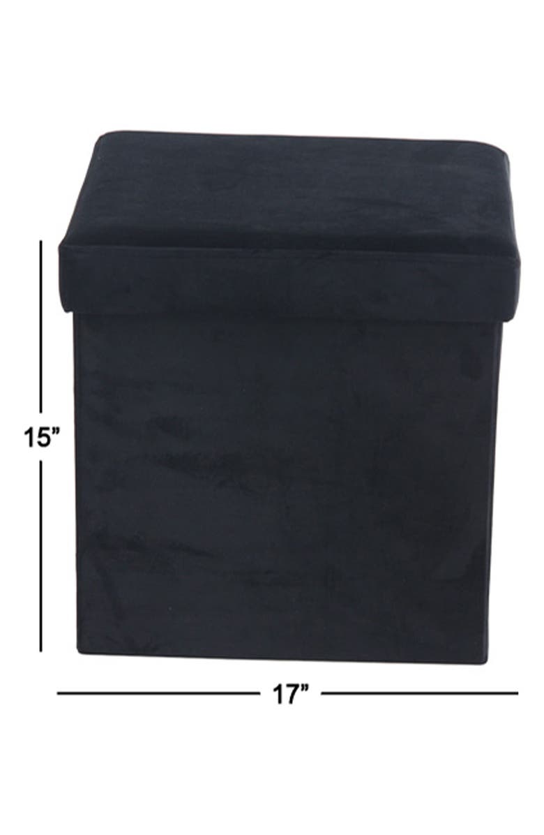 VIVIAN LUNE HOME Black Polyester Modern Storage Stool, Alternate, color,