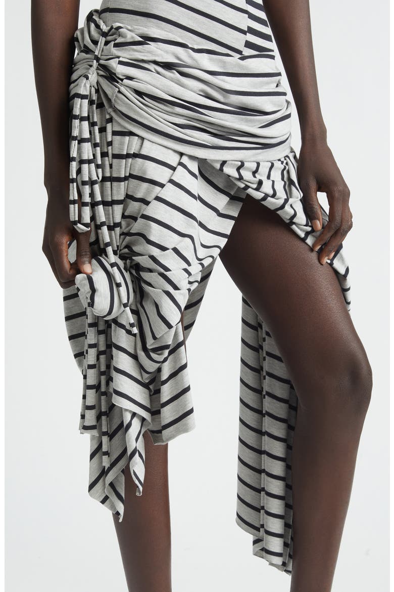 Stripe Jersey Asymmetric Skirt, Alternate, color, BLACK GREY