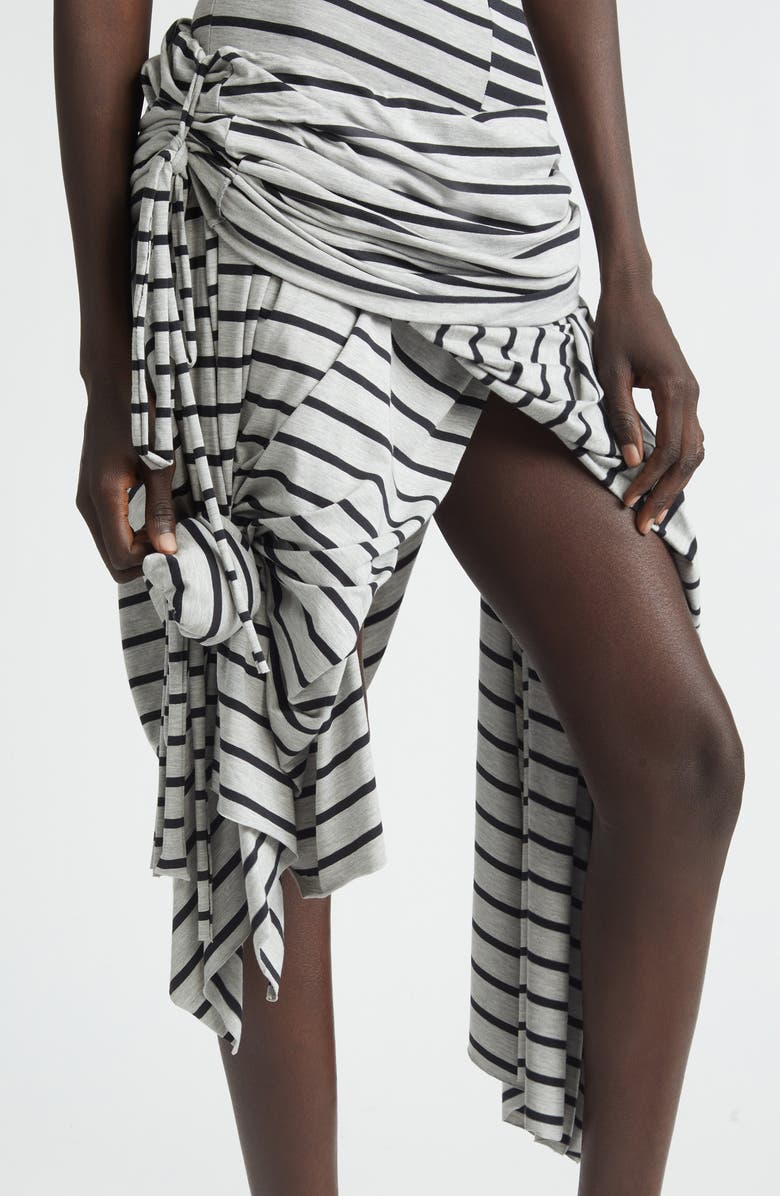 Vaquera Stripe Jersey Asymmetric Skirt, Alternate, color, Black Grey