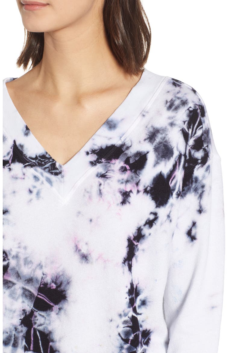 Sterling Tie Dye V-Neck Sweatshirt, Alternate, color, MOONLIGHT MULTI