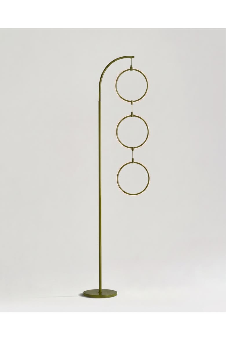 3 Ring Lamp 74" Novelty Halo Integrated LED Floor Lamp with 3-Way Dimming, Main, color, Green