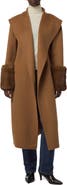 Apparis Jill Faux Fur Cuff Wrap Coat