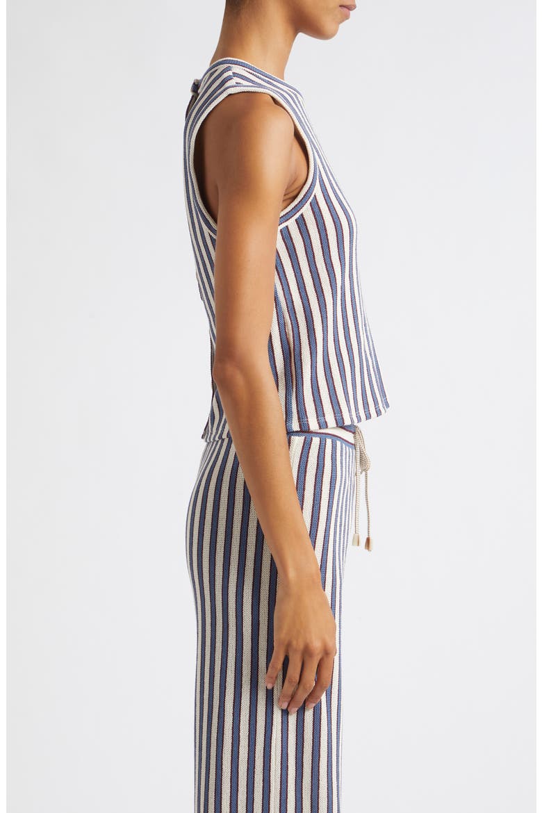 Dravin Stripe Crochet Cotton Tank, Alternate, color, ECRU BLUEFIN MULTI