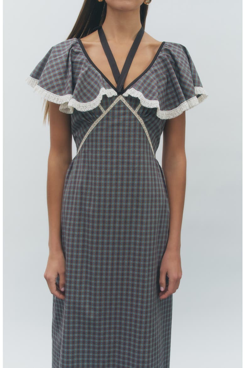 Valerie Cotton Plaid Midi Dress, Alternate, color, TEAL MULTI
