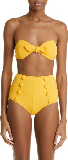 Lisa Marie Fernandez Poppy Strapless Button High Waist Crepe