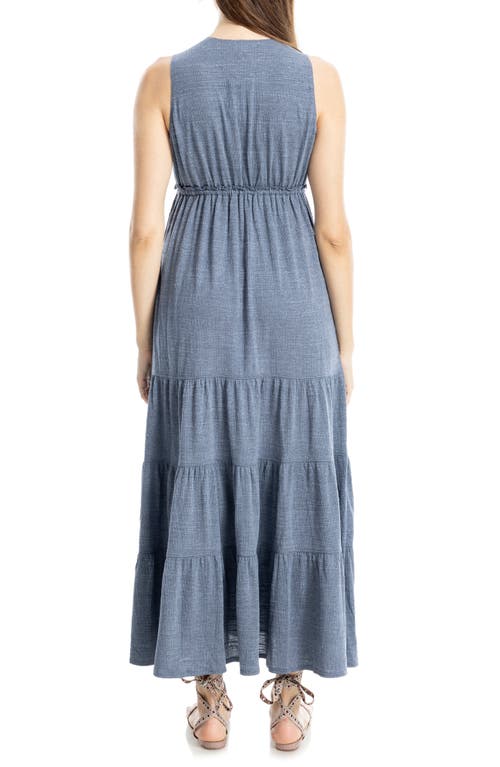 Max Studio Tassel Tie Maxi Dress In Blue
