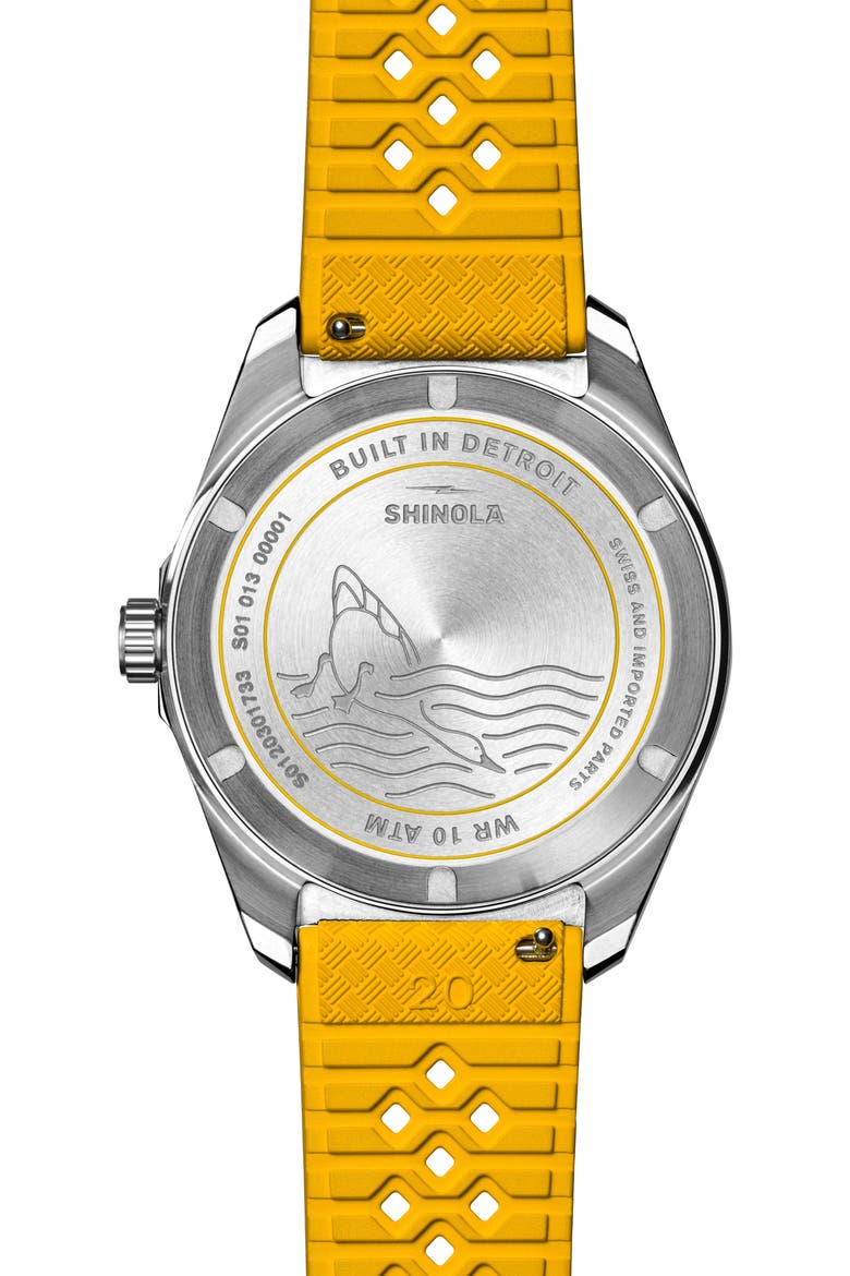 Duck 1040 Rubber Strap Watch, 40mm, Alternate, color, CANARY