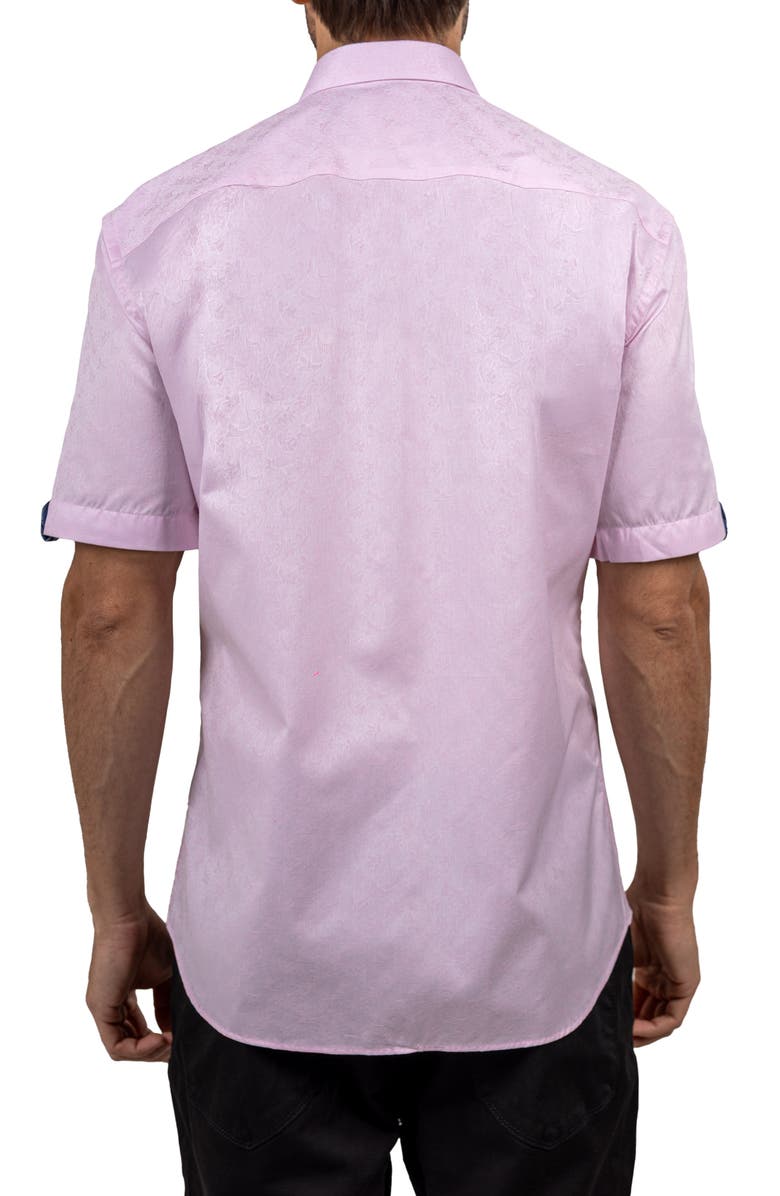 Maceoo Galileo Ascension 0077 Contemporary Fit Short Sleeve Button-Up Shirt, Alternate, color, Pink