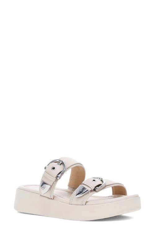 Frye Maya Buckle Platform Slide Sandal In Ivory
