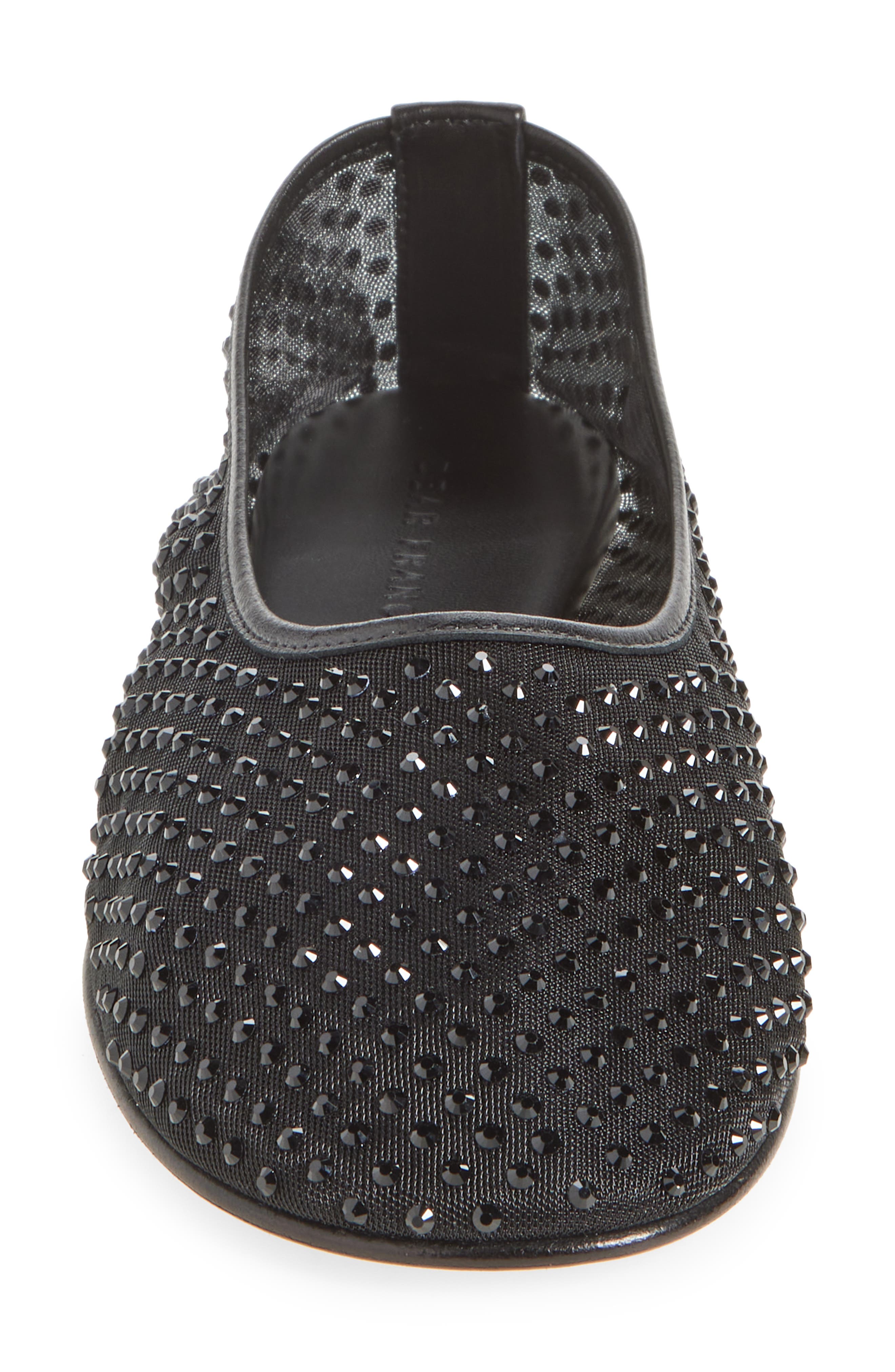Dear Frances Ball Crystal Embellished Mesh Flat, Alternate, color, Black