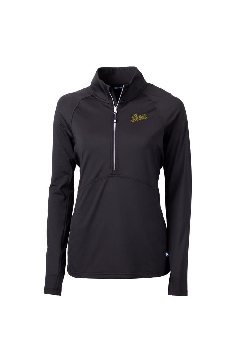 Women's Cutter & Buck Black George Mason Patriots Adapt Eco Knit Stretch Recycled Half-Zip Pullover Top, Alternate, color, Black