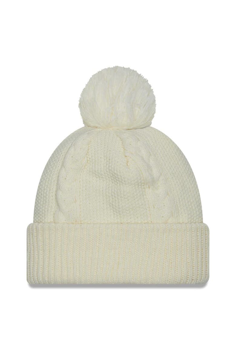 Women's New Era White USMNT Cabled Cuffed Knit Hat with Pom, Alternate, color, White