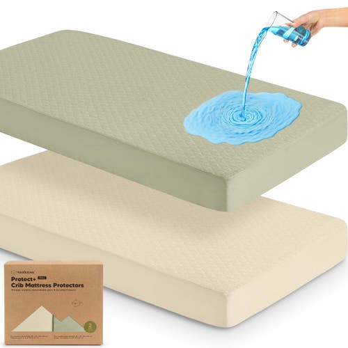 Keababies 2-pack Mavy Protect+ Waterproof Crib Mattress Protector In Avocado