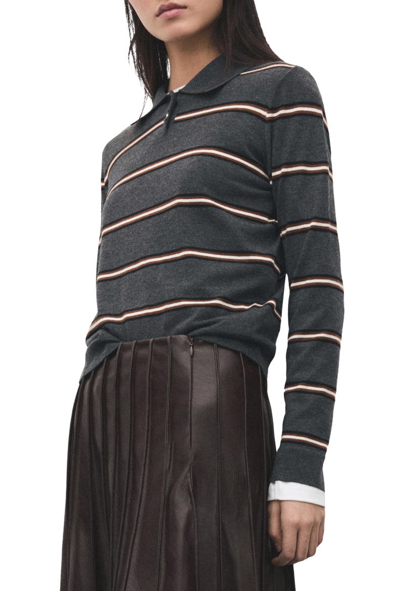 Stripe Sweater Polo, Main, color, MEDIUM HEATHER GREY