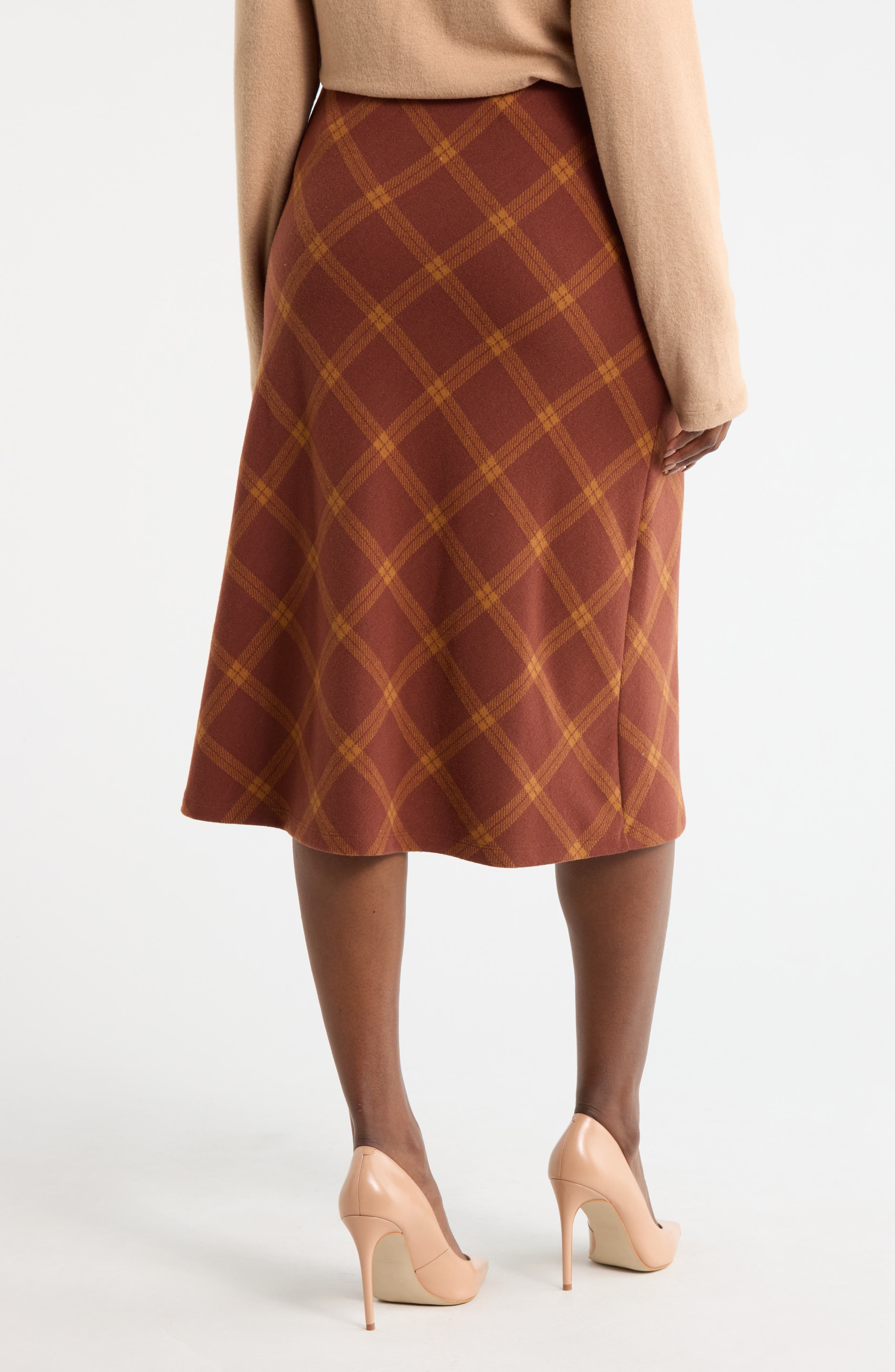 Plaid Knit Pencil Skirt - image 4