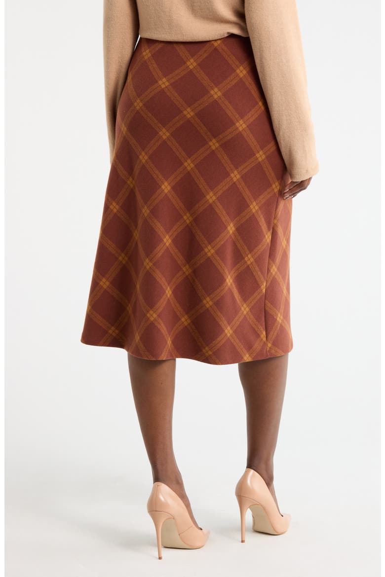 Plaid Knit Pencil Skirt, Alternate, color, RUST