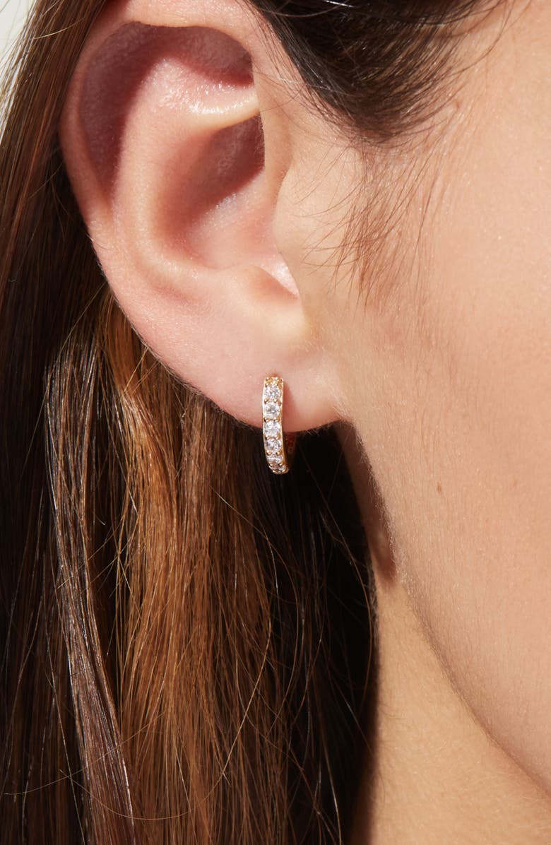 Ana Luisa Suzanne Medium Cubic Zirconia Huggie Hoop Earrings, Alternate, color, Yellow Gold/ Clear