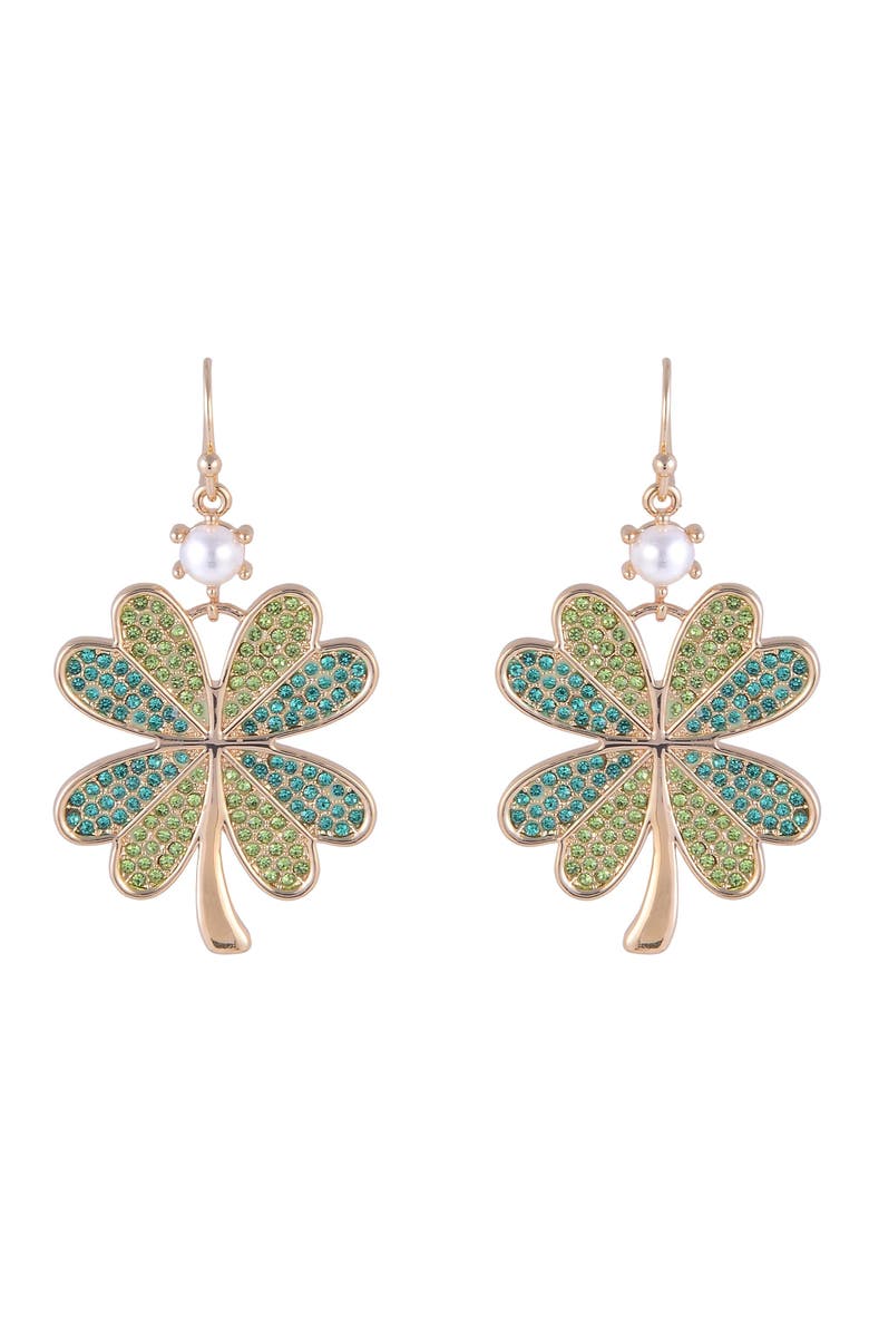 Hallmark Green Stone Four Leaf Clover Earrings, Alternate, color, Green