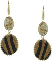 OLIVIA WELLES Dania Animal Printed Faux Fur Drop Earrings