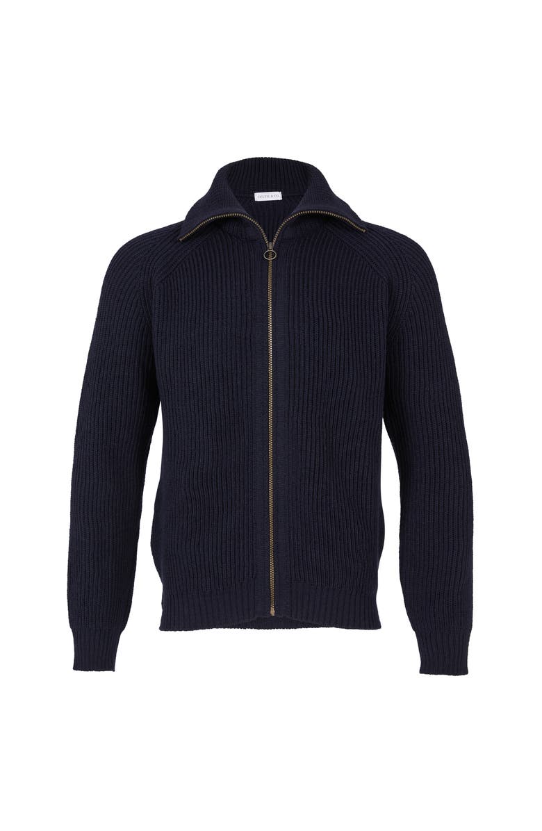 Celtic & Co. British Ribbed Zip Cardigan, Alternate, color, Dark Navy