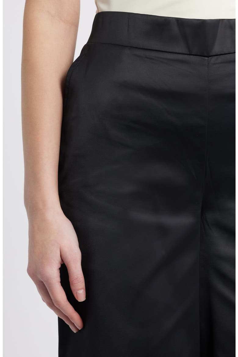 Sateen Wide Leg Pants, Alternate, color, BLACK