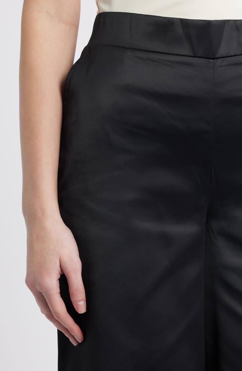 Hue Sateen Wide Leg Pants, Alternate, color, Black