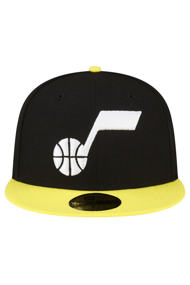 Men's New Era Black/Yellow Utah Jazz 2-Tone 59FIFTY Fitted Hat, Alternate, color, Black