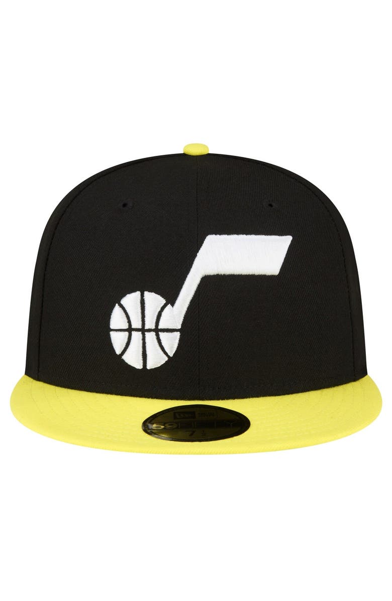 New Era Men's New Era Black/Yellow Utah Jazz 2-Tone 59FIFTY Fitted Hat, Alternate, color, Black