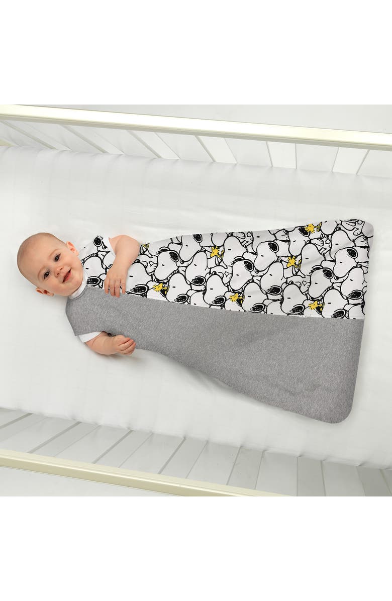 Lambs & Ivy Snoopy & Woodstock Breathable Cotton Jersey Baby Wearable Blanket, Alternate, color, White