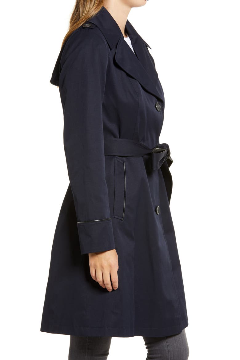 Hooded Trench Coat, Alternate, color, NAVY