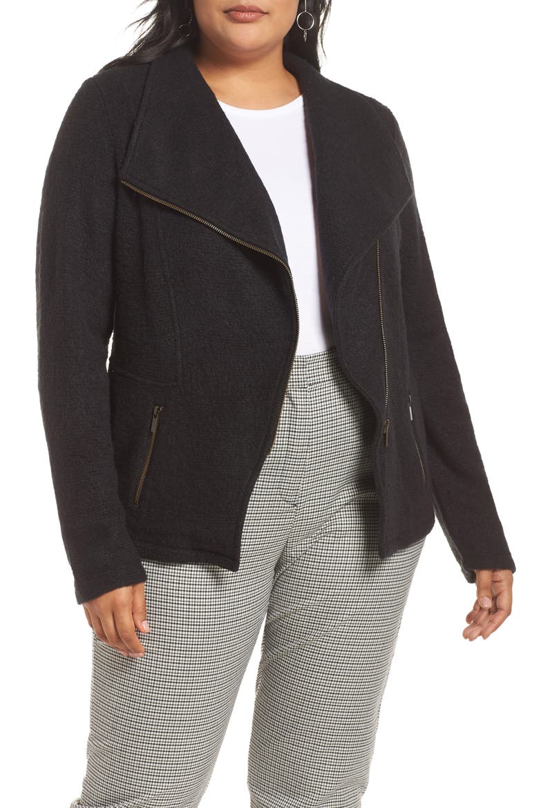 Knit Moto Jacket, Alternate, color, BLACK
