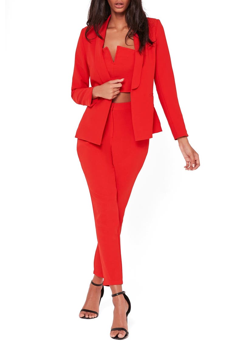 Belted Blazer, Alternate, color, RED