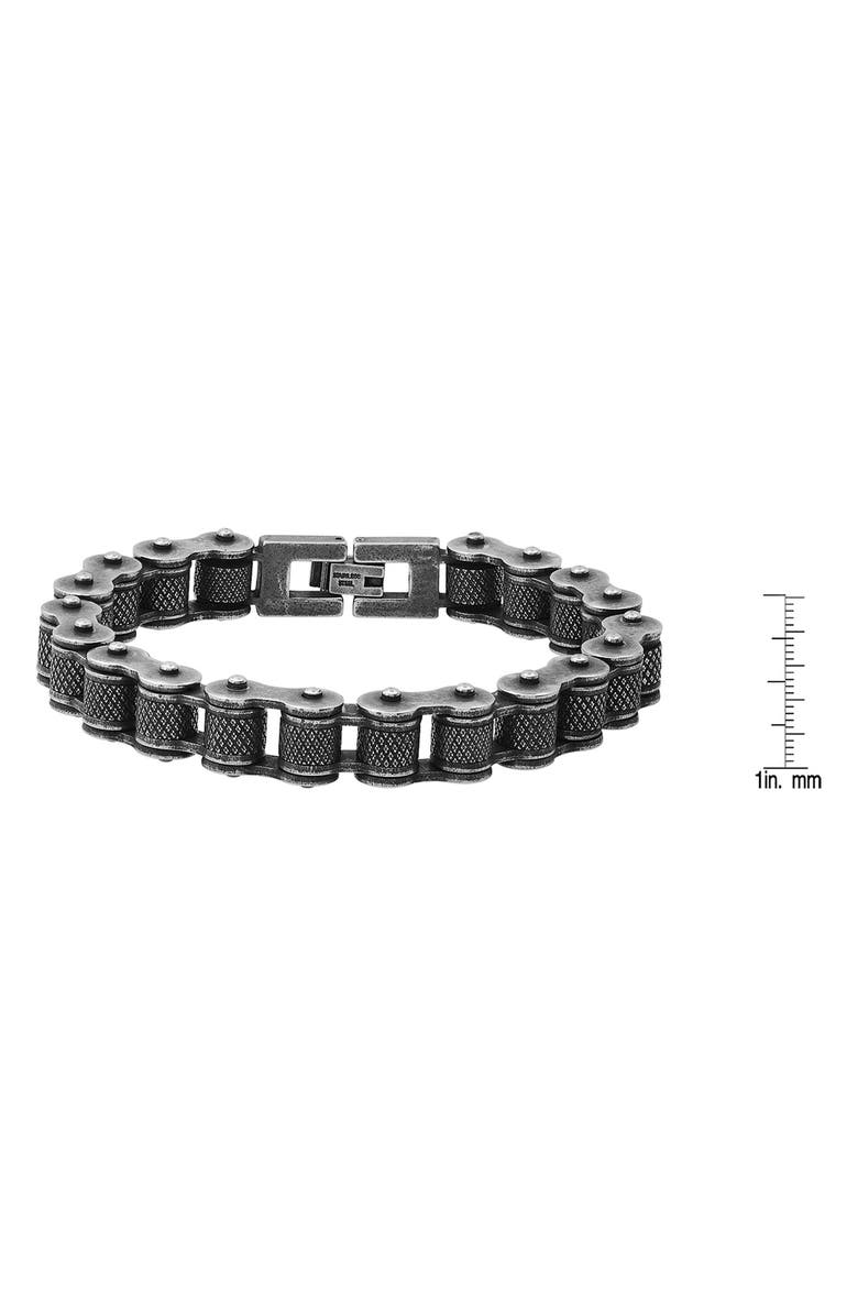 HMY JEWELRY Oxidized Stainless Steel Chain Bracelet, Alternate, color, Metallic