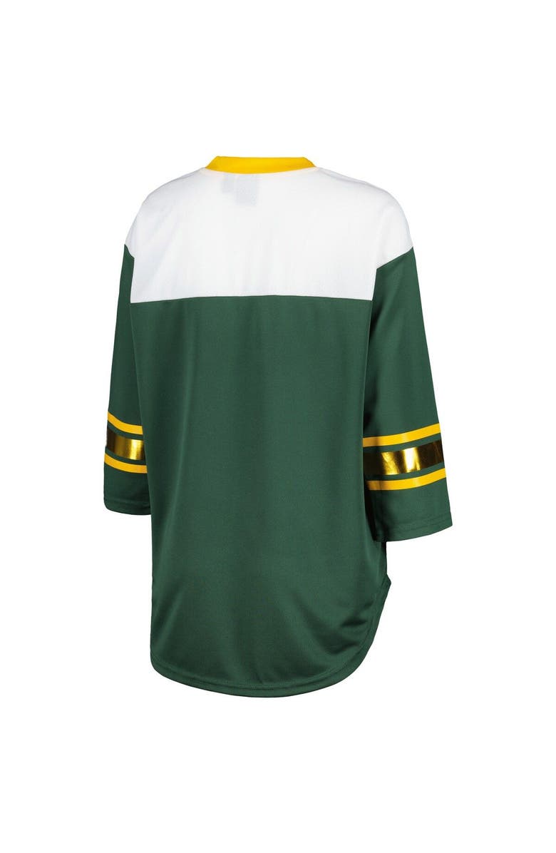 G-III 4HER BY CARL BANKS Women's G-III 4Her by Carl Banks Green/White Green Bay Packers Double Team 3/4-Sleeve Lace-Up T-Shirt, Alternate, color, Green