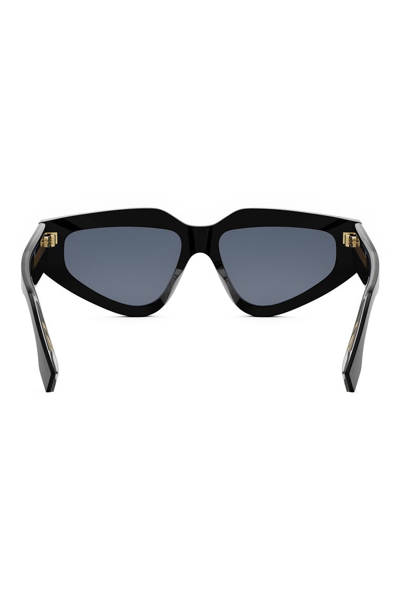 Roma 54mm Geometric Sunglasses, Alternate, color, SHINY BLACK / BLUE