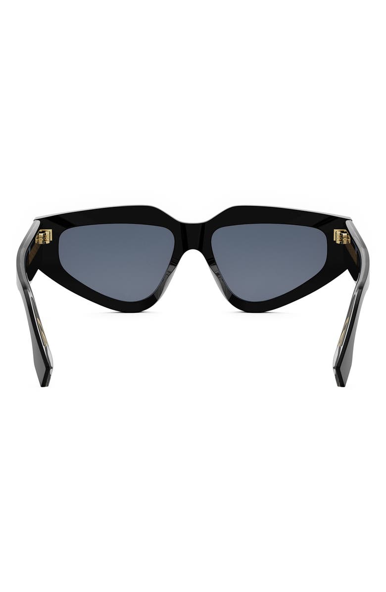 Fendi Roma 54mm Geometric Sunglasses, Alternate, color, Shiny Black / Blue