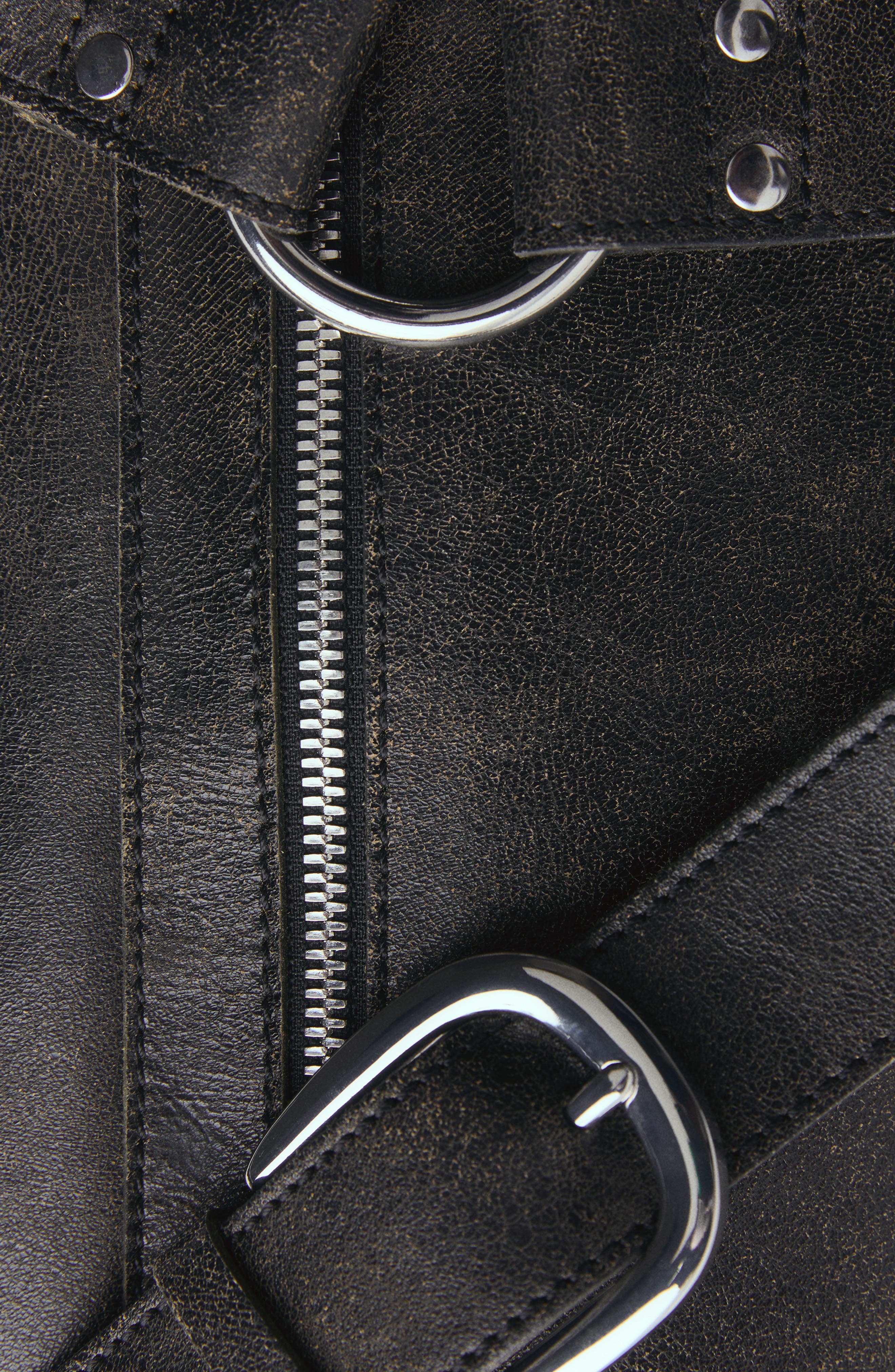 MANGO Leather Shoulder Bag, Alternate, color, Brown