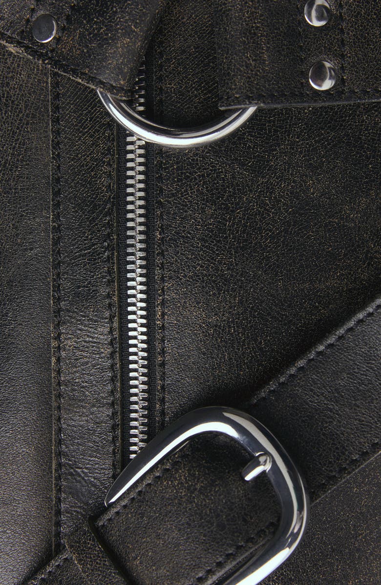 MANGO Leather Shoulder Bag, Alternate, color, Brown