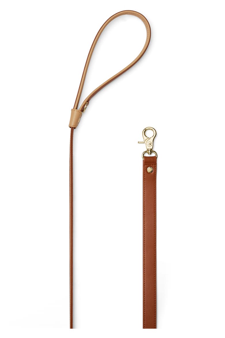 Tommy & Bella Signature Collection Leather Dog Leash, Alternate, color, BROWN/ LIGHT BROWN TRIM