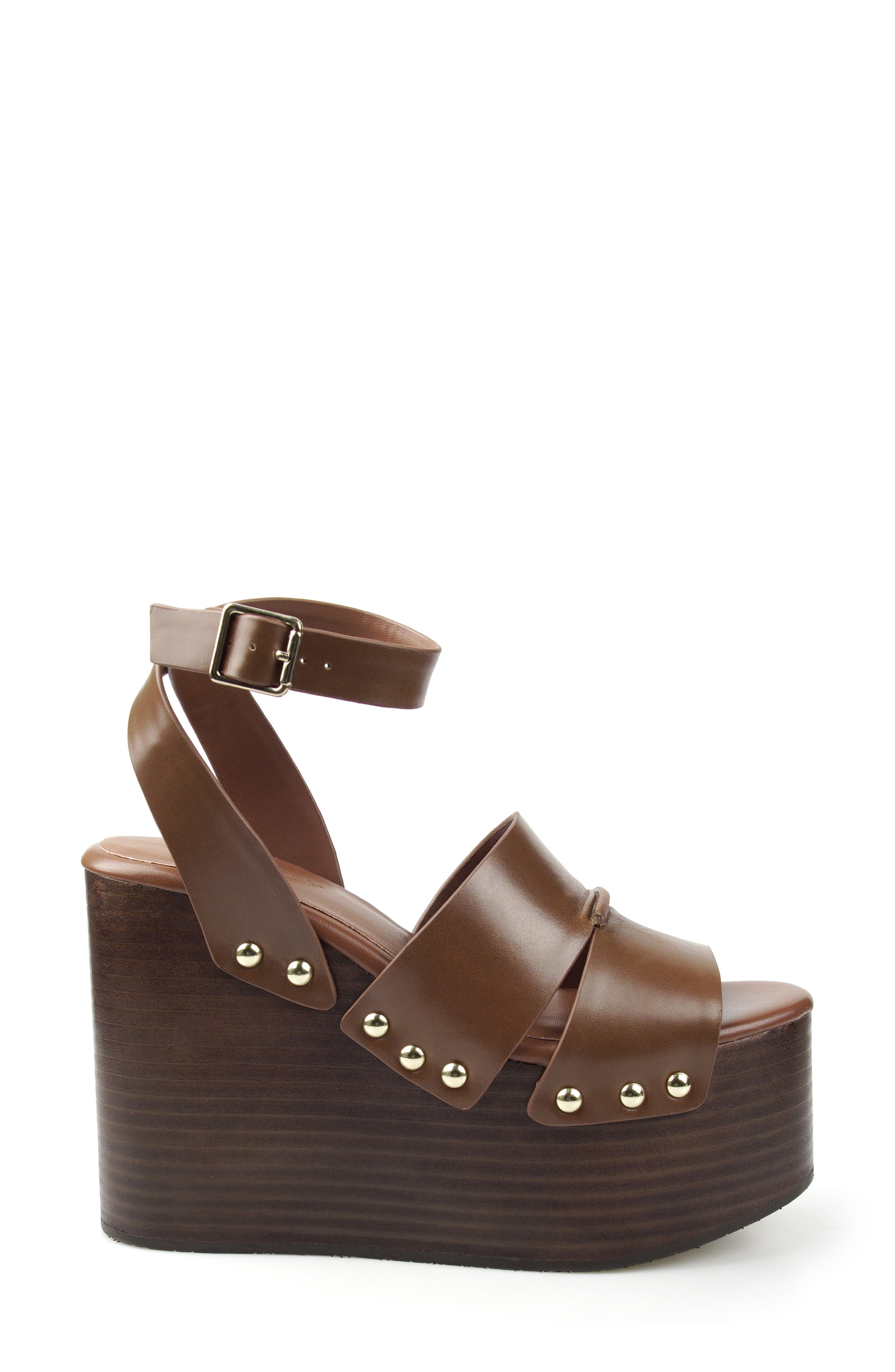 Savoyy Faux Leather Wedge Sandal, Alternate, color, BROWN