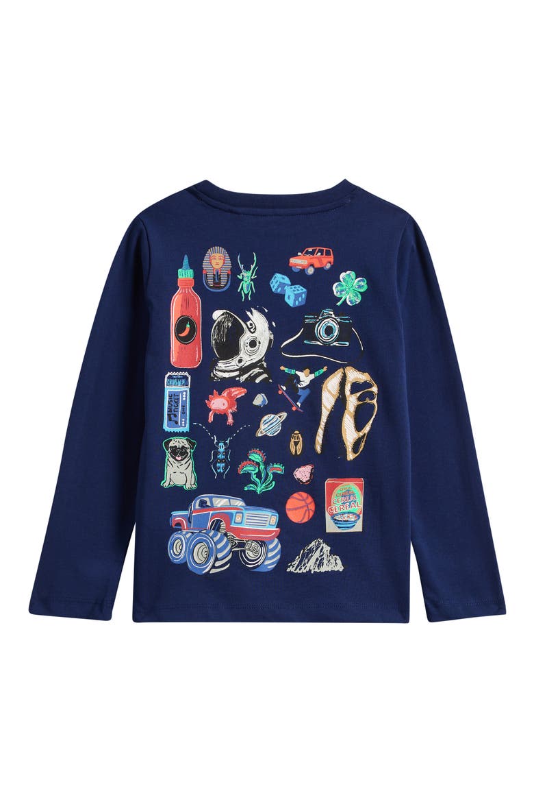 Kids' Cotton Graphic T-Shirt, Alternate, color, COLLEGE NAVY RANDOM THINGS