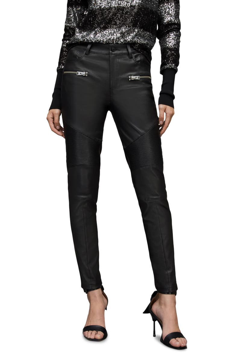 AllSaints Suri Leather Biker Jeans, Main, color, 