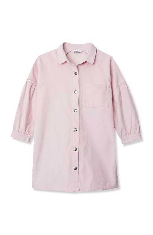 Lands' End Girls 3/4 Sleeve Corduroy Shirt Dress In Pink