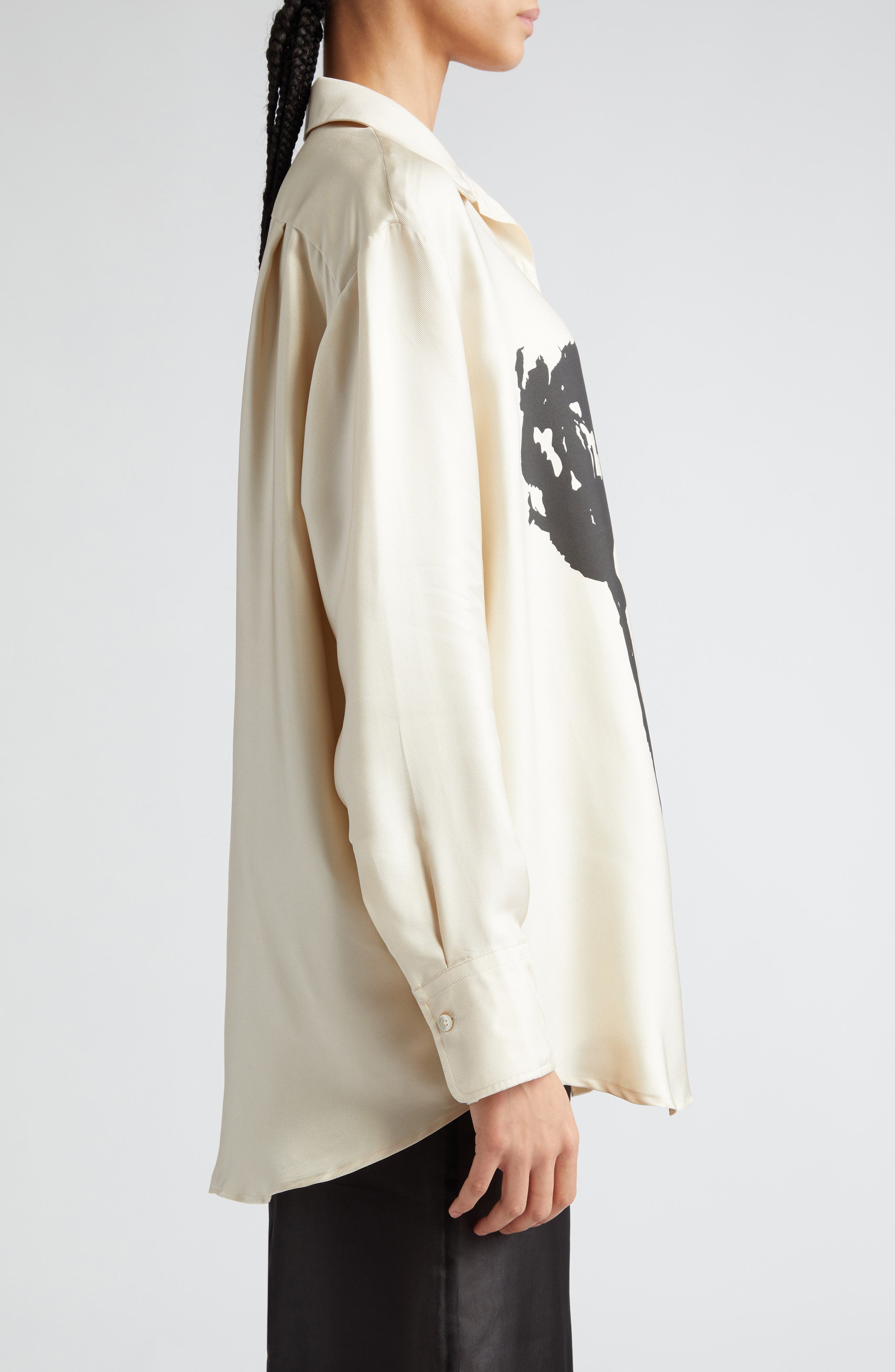 BITE Studios Floral Organic Silk Button-Up Shirt (Women) | Nordstrom